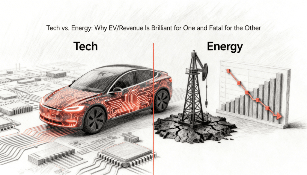Tech vs. Energy- Why EV:Revenue Is Brilliant for One and Fatal for the Other