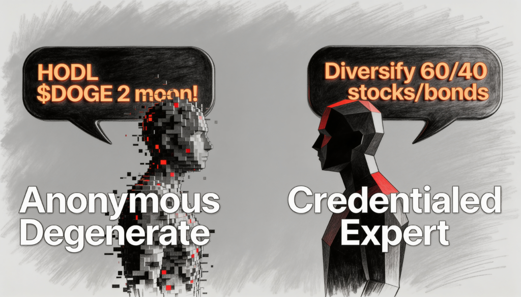 Anonymous Degenerate vs. Credentialed Expert- Who Gives Better Financial Advice on the Internet?