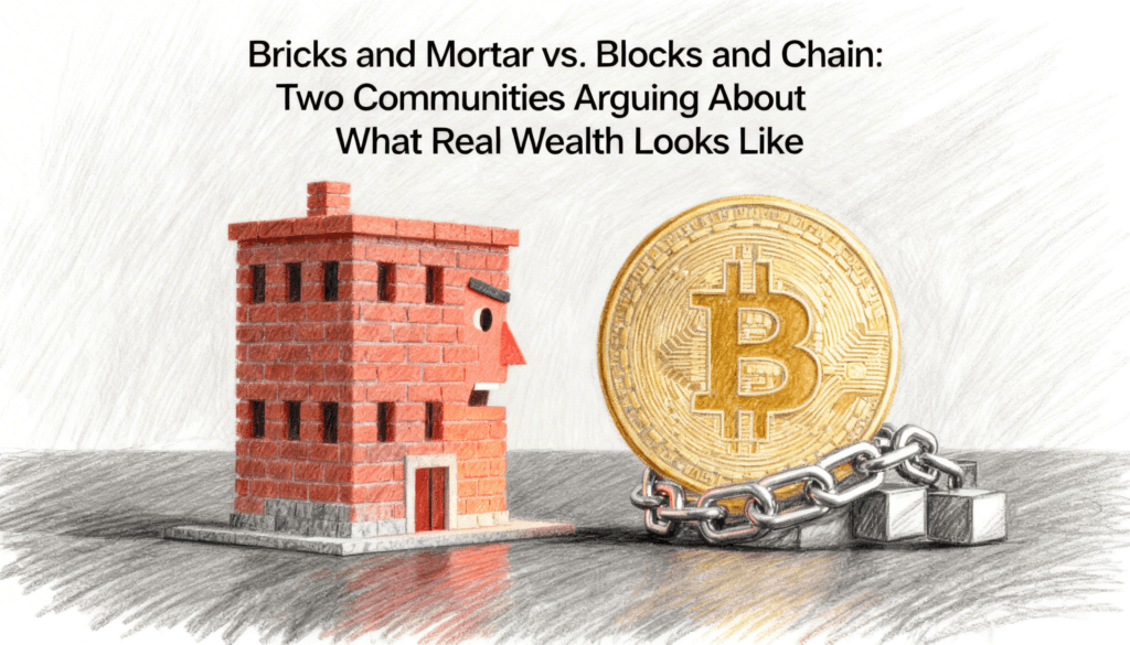 Bricks and Mortar vs. Blocks and Chain- Two Communities Arguing About What Real Wealth Looks Like