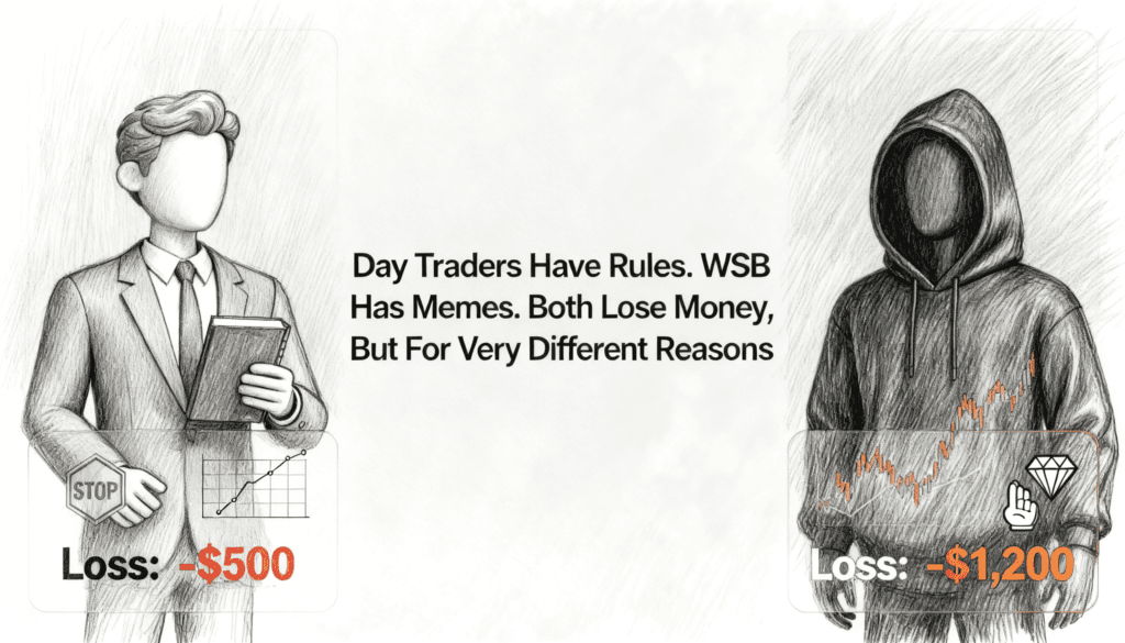 Day Traders Have Rules. WSB Has Memes. Both Lose Money, But For Very Different Reasons