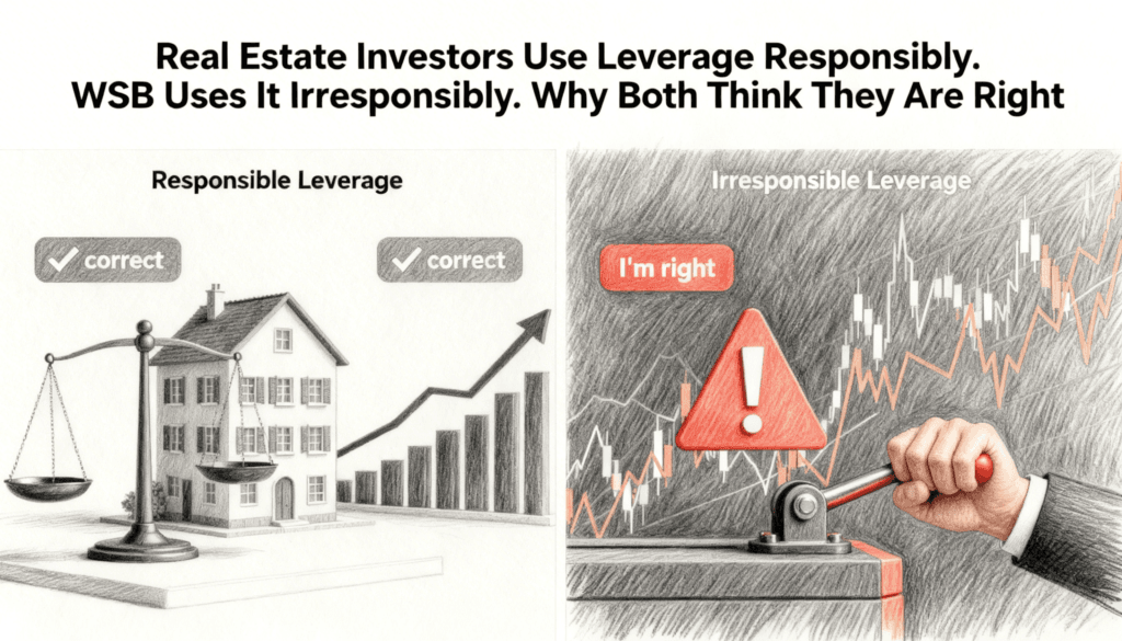 Real Estate Investors Use Leverage Responsibly. WSB Uses It Irresponsibly. Why Both Think They Are Right