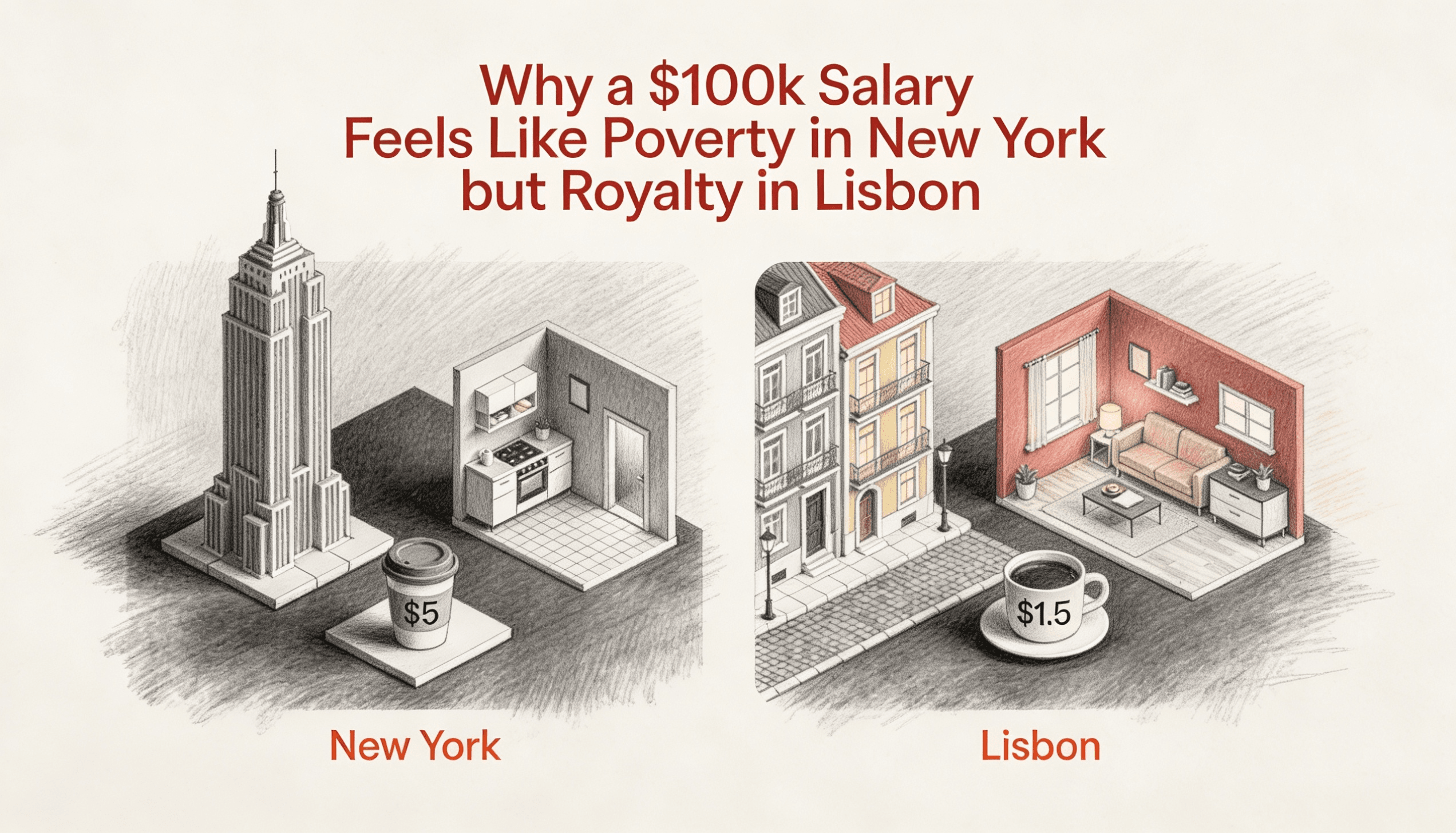 Why a $100k Salary Feels Like Poverty in New York but Royalty in Lisbon